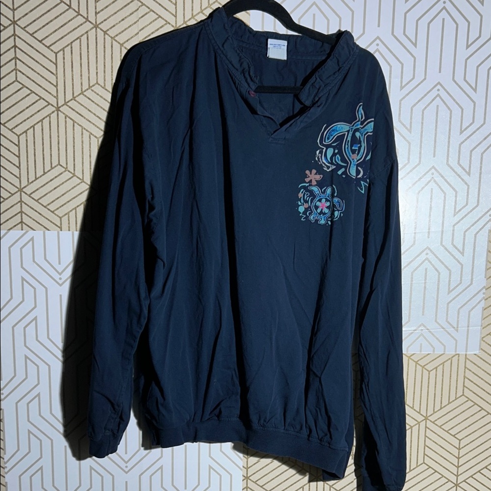 Men's Navy Blue Sweater with Embroidered Design